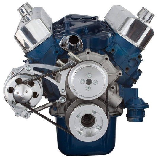 Ford 289-302-351W V-Belt System - Alternator Only, Shorty Water Pump - Polished