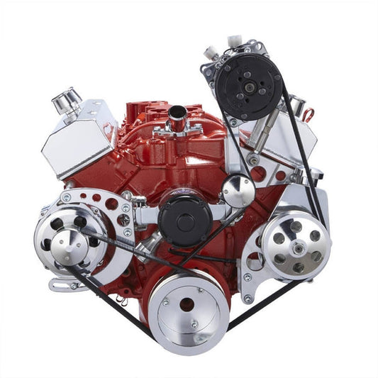 Chevy Small Block Serpentine Conversion - AC, Alternator & Power Steering, Electric Water Pump - Polished