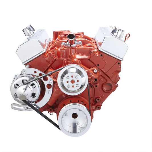 Chevy Small Block Serpentine Conversion - Alternator Only, Long Water Pump - Polished