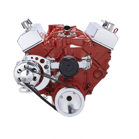 Chevy Small Block Serpentine Conversion - Alternator Only, Electric Water Pump - Polished