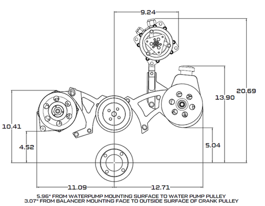Ford 351C, 351M & 400 V-Belt System - AC, Alternator & Power Steering - Polished