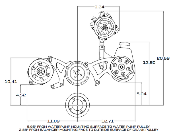 Ford 351C, 351M & 400 Serpentine System - AC, Power Steering & Alternator - Polished