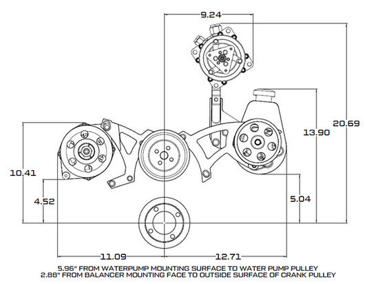 Ford 351C, 351M & 400 Serpentine System - AC, Power Steering & Alternator - Black