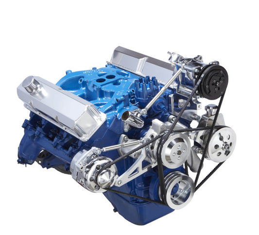 Ford 390 V-Belt System - AC, Alternator & Power Steering - Saginaw Pump - Polished