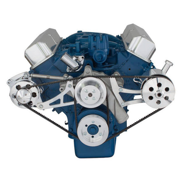 Ford 390 V-Belt System - Alternator & Power Steering with Ford Pump - Polished