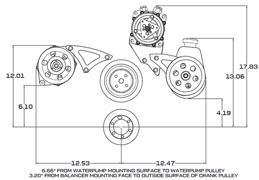 Chrysler Big Block A/C, Power Steering & Alternator System (383-440) - Black