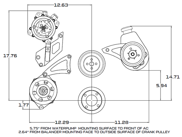 Ford 429-460 Pulley System - AC, Alternator & Power Steering - Black
