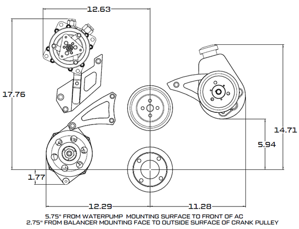 Ford 460 Serpentine System - AC, Alternator & Power Steering - Black