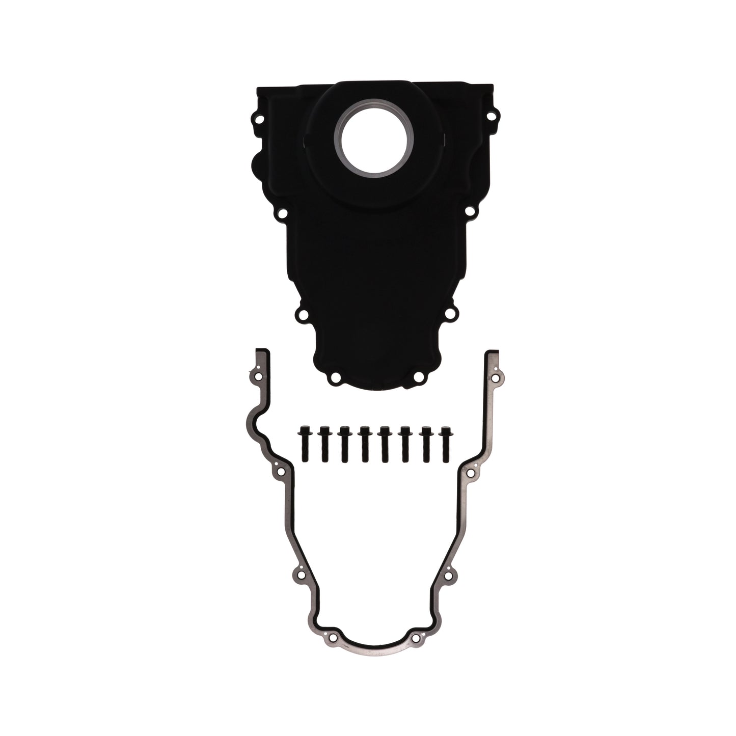 GM LS 1-Piece Aluminum Timing Cover with Crank Seal and Gasket - Black