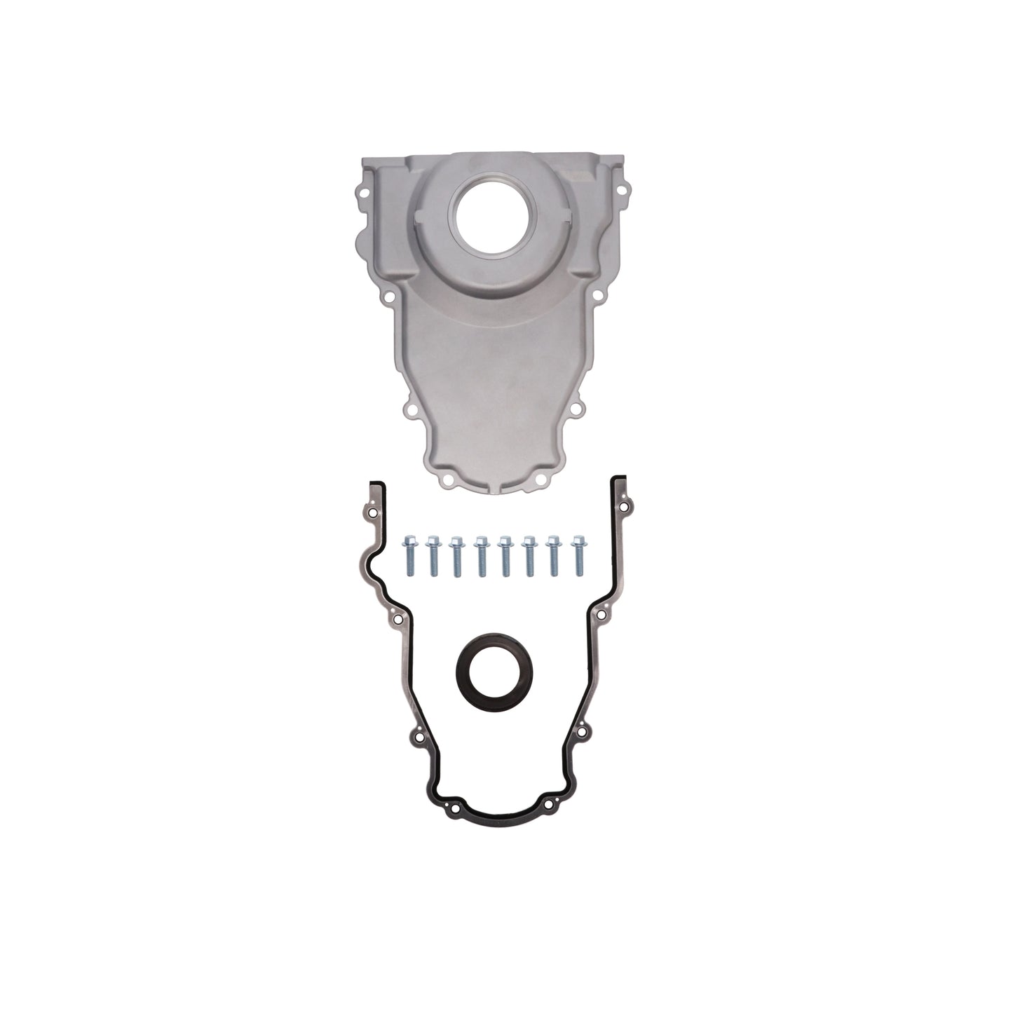 GM LS 1-Piece Aluminum Timing Cover with Crank Seal and Gasket - Satin