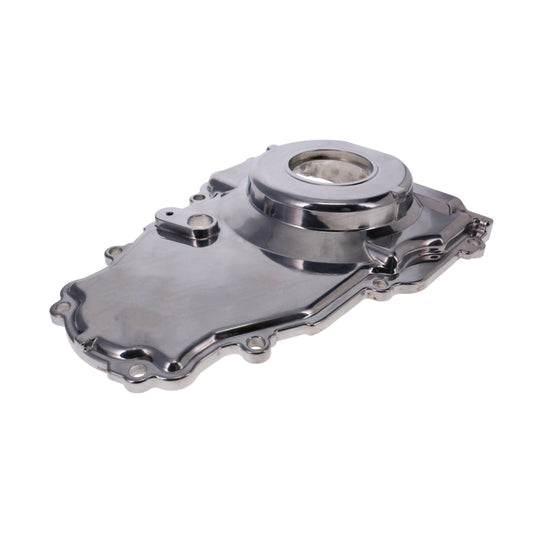 GM LS 1-Piece Aluminum Timing Cover with Cam Position Sensor Provision, Harness, Crank Seal, and Gasket - Polished