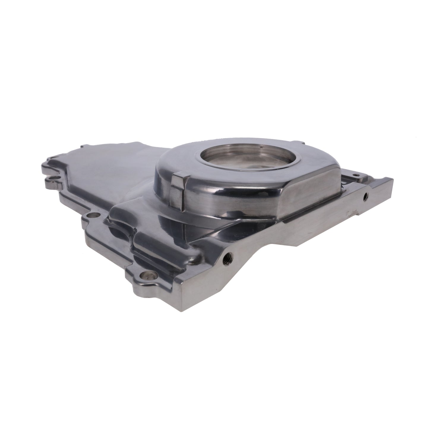 GM LS 1-Piece Aluminum Timing Cover with Cam Position Sensor Provision, Harness, Crank Seal, and Gasket - Polished