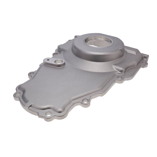 GM LS 1-Piece Aluminum Timing Cover with Cam Position Sensor Provision, Harness, Crank Seal, and Gasket - Satin