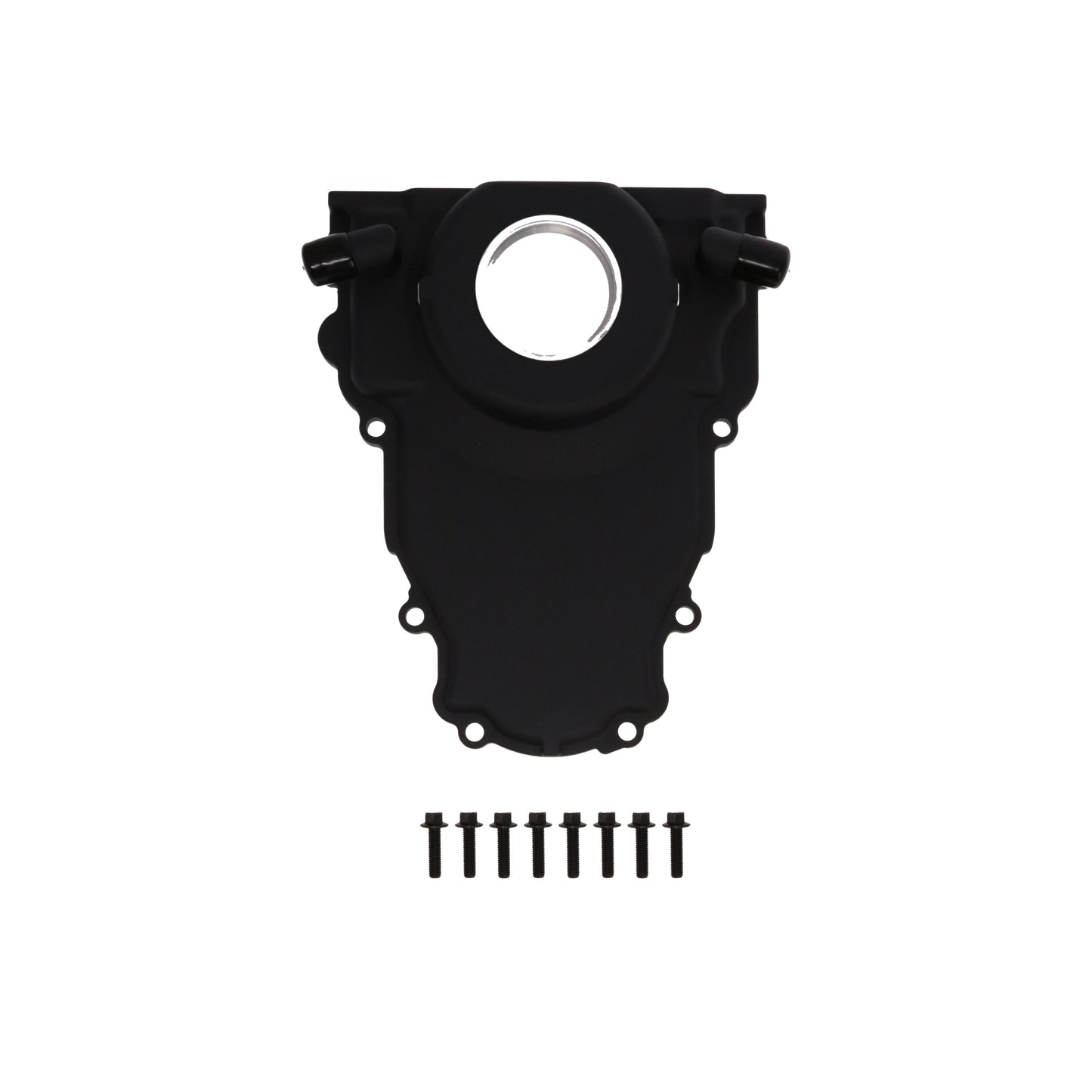 GM LS 1-Piece Aluminum Timing Cover with Turbo Oil Drain Return - Black