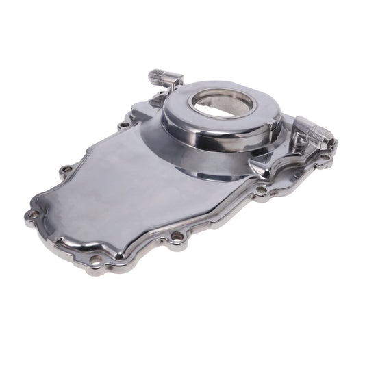 GM LS 1-Piece Aluminum Timing Cover with Turbo Oil Drain Return - Polished