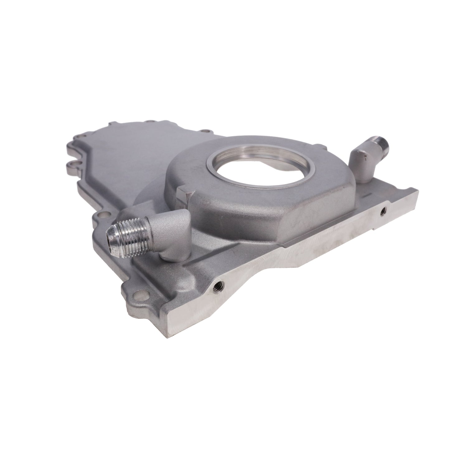 GM LS 1-Piece Aluminum Timing Cover with Turbo Oil Drain Return - Satin