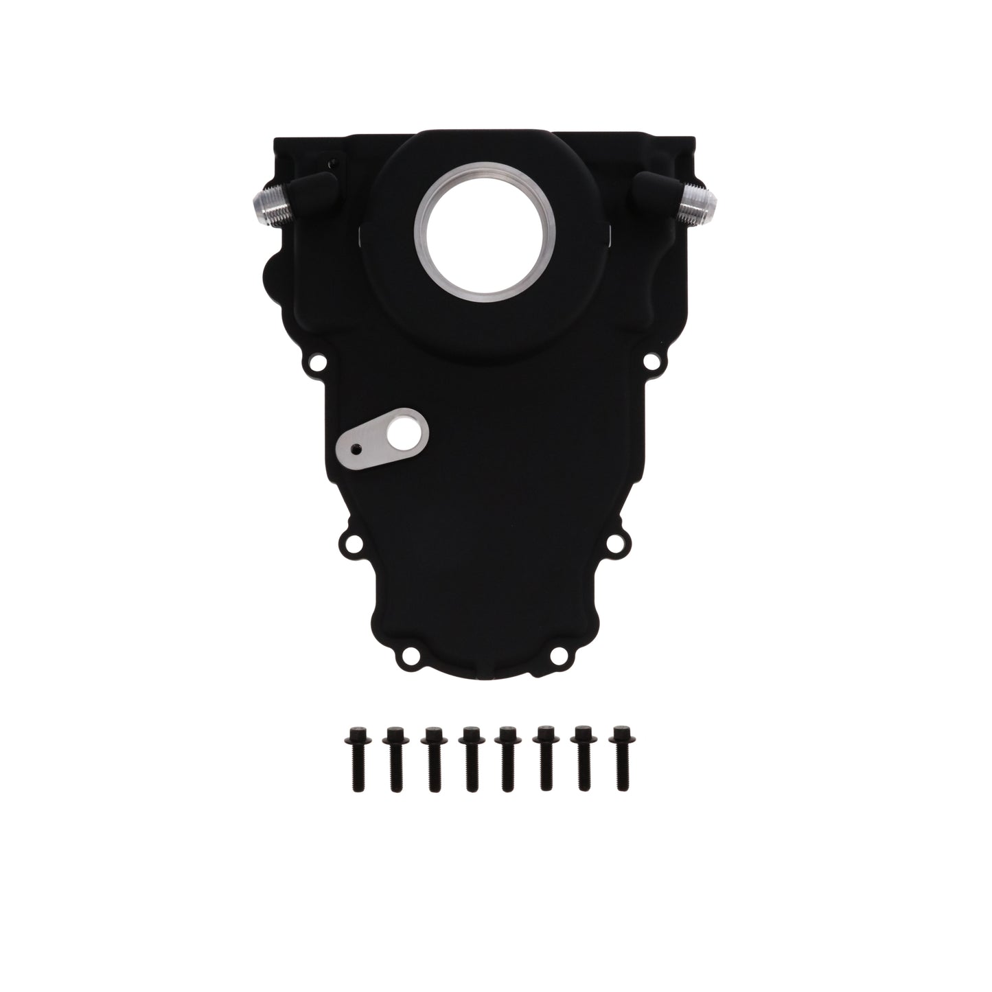 GM LS 1-Piece Aluminum Timing Cover with Turbo Oil Drain Return and Cam Position Sensor Provision - Black