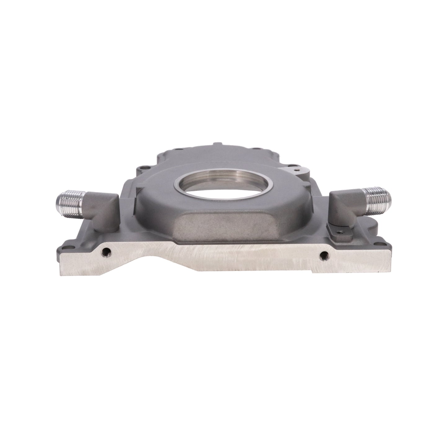 GM LS 1-Piece Aluminum Timing Cover with Turbo Oil Drain Return and Cam Position Sensor Provision, Harness, Crank Seal, and Gasket - Satin