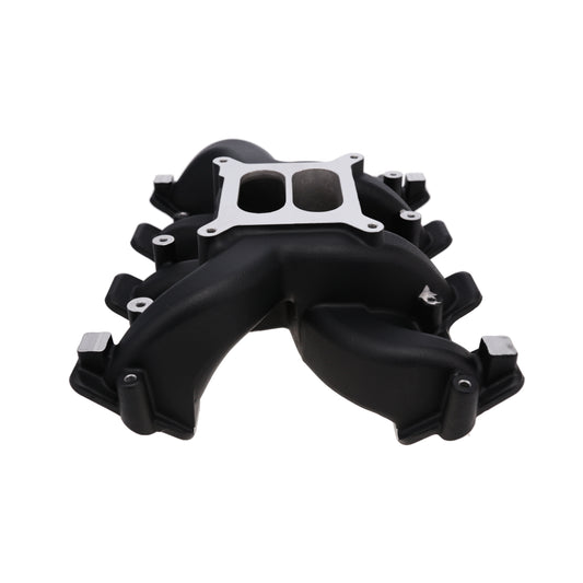 GM LS Cathedral Port Carbureted Dual Plane Aluminum Intake Manifold - Black