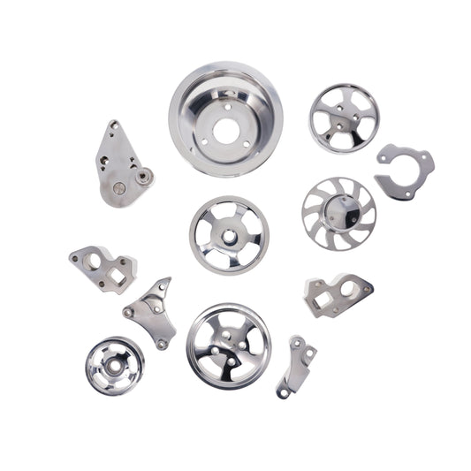 GM LT Serpentine Front Drive System Brackets, Pulleys, and Belt Tensioner - Polished