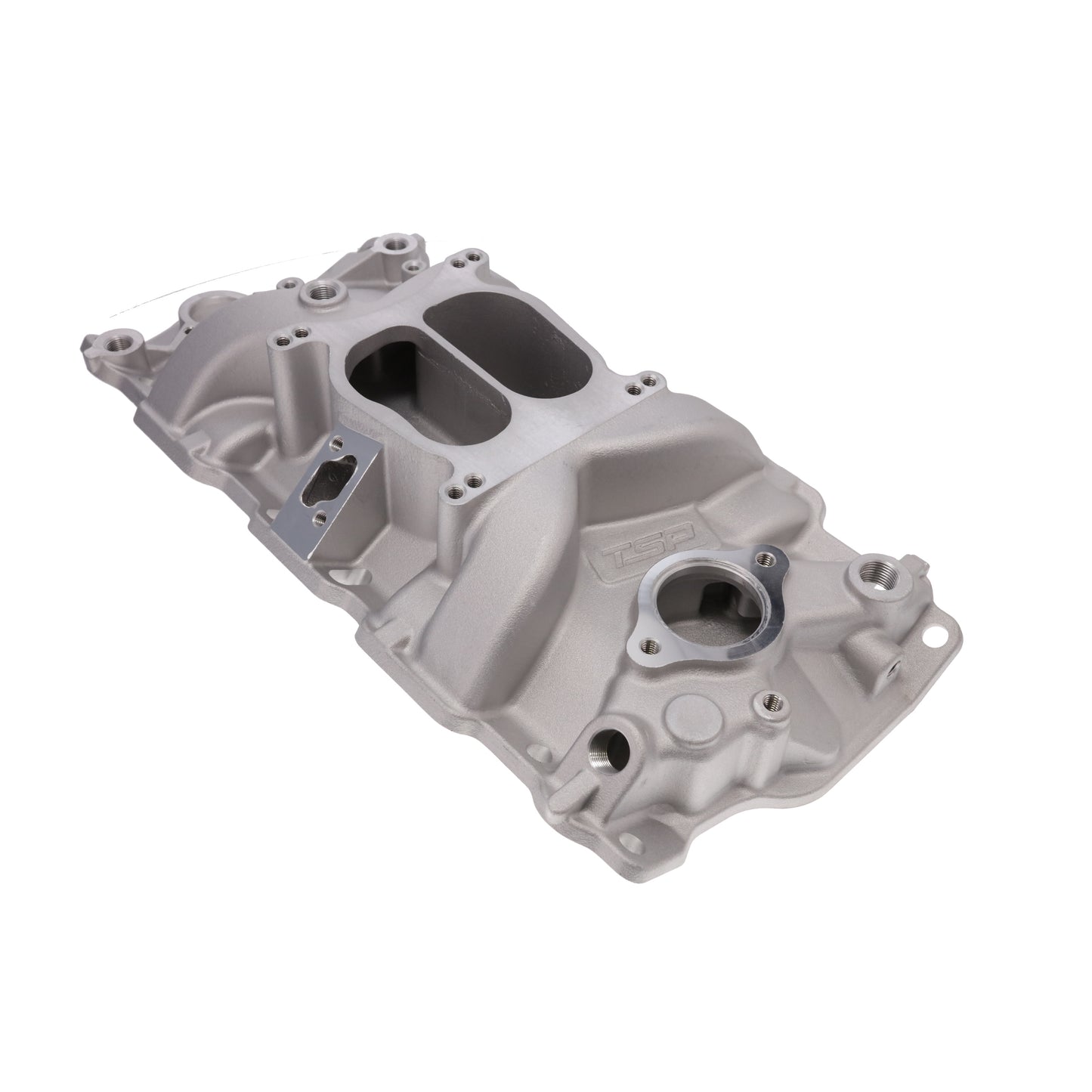 Chevy Small Block Carbureted Dual Plane Aluminum Intake Manifold - Satin