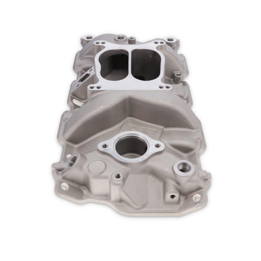 Chevy Small Block Carbureted Dual Plane Aluminum Intake Manifold - Satin