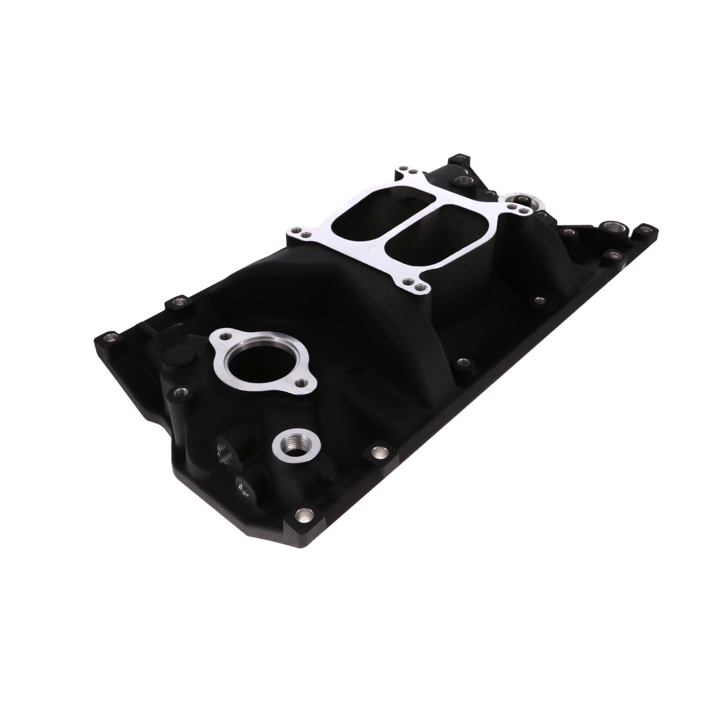 Chevy Small Block Vortec Carbureted Aluminum Dual Plane Intake Manifold - Black