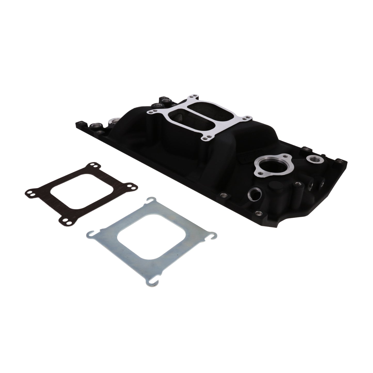 Chevy Small Block Vortec Carbureted Aluminum Dual Plane Intake Manifold - Black