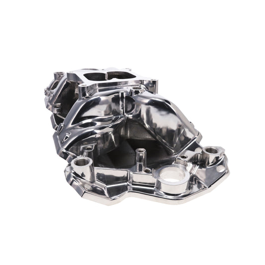 Chevy Small Block Carbureted Polished Aluminum Dual Plane Air Gap Intake Manifold
