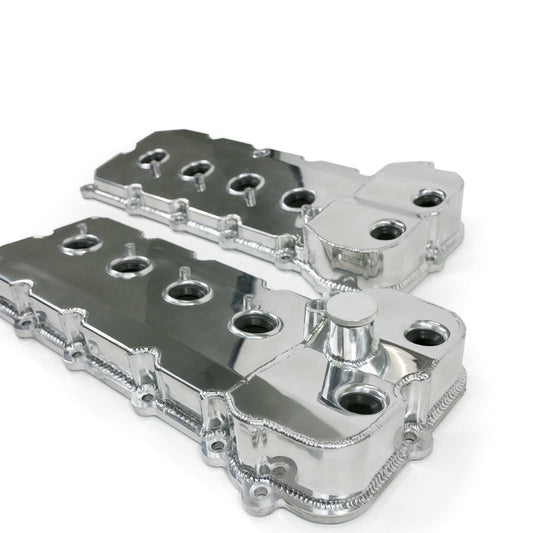 Ford 5.0 L Coyote Fabricated Aluminum Valve Covers with Dipstick - Polished