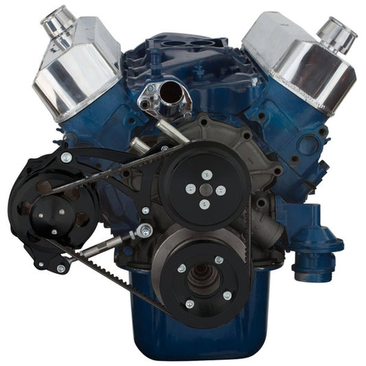 Ford 289-302-351W V-Belt System - Alternator Only, Shorty Water Pump - Black