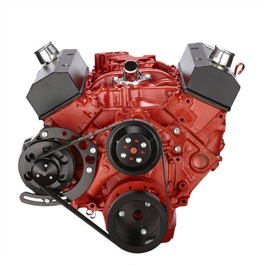 Chevy Small Block Serpentine Conversion - Alternator Only, Long Water Pump - Black
