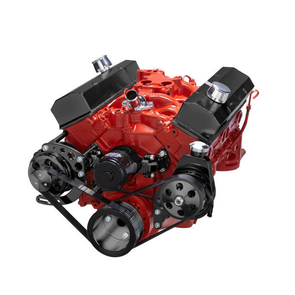 Chevy Small Block Serpentine Conversion - Power Steering Electric Water Pump - Black