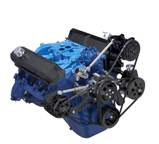 Ford 390 V-Belt System - AC, Alternator & Power Steering - Saginaw Pump - Black