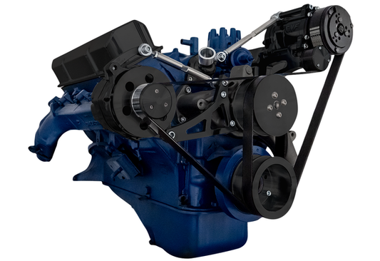 Ford 390 Serpentine System - Alternator & A/C (No Power Steering) - Black