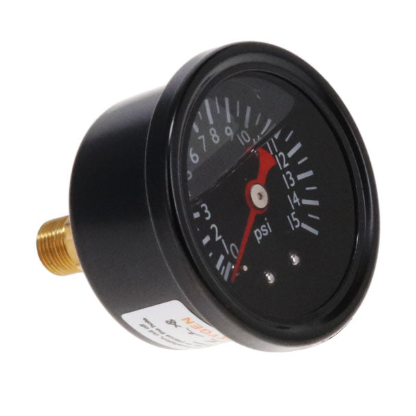 0-15 PSI Liquid-Filled Fuel Pressure Gauge - Black