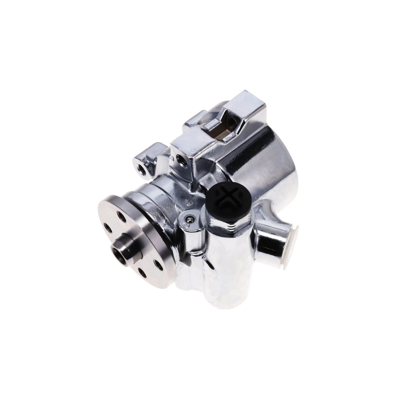 GM Type II Style Power Steering Pump for Integral Reservoir with Pulley Hub - Chrome