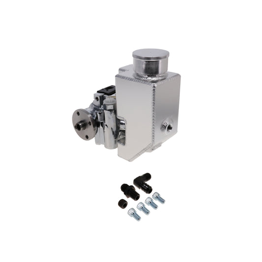 GM Type II Style Power Steering Pump with 18 oz Fabricated Aluminum Reservoir and Pulley Hub - Chrome