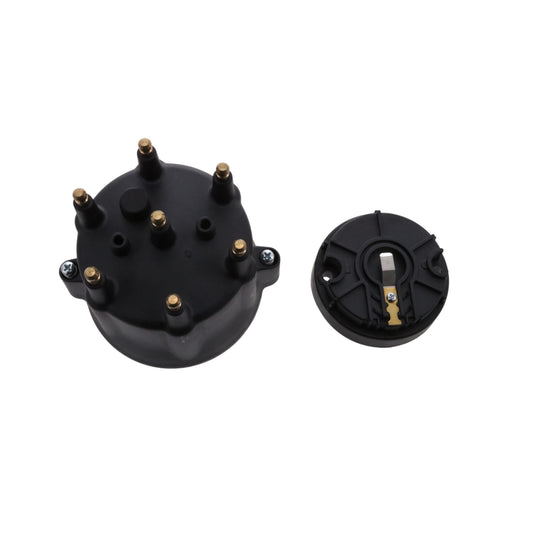 6-Cylinder Male Pro Series Distributor Cap & Rotor Kit - Black