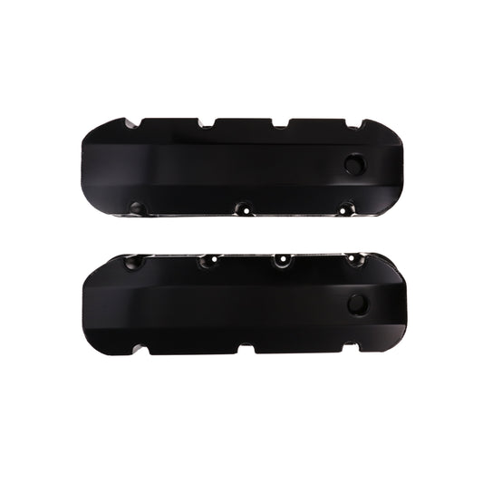 Chevy Big Block Short Bolt Fabricated Aluminum Valve Covers with Breather Holes - Black