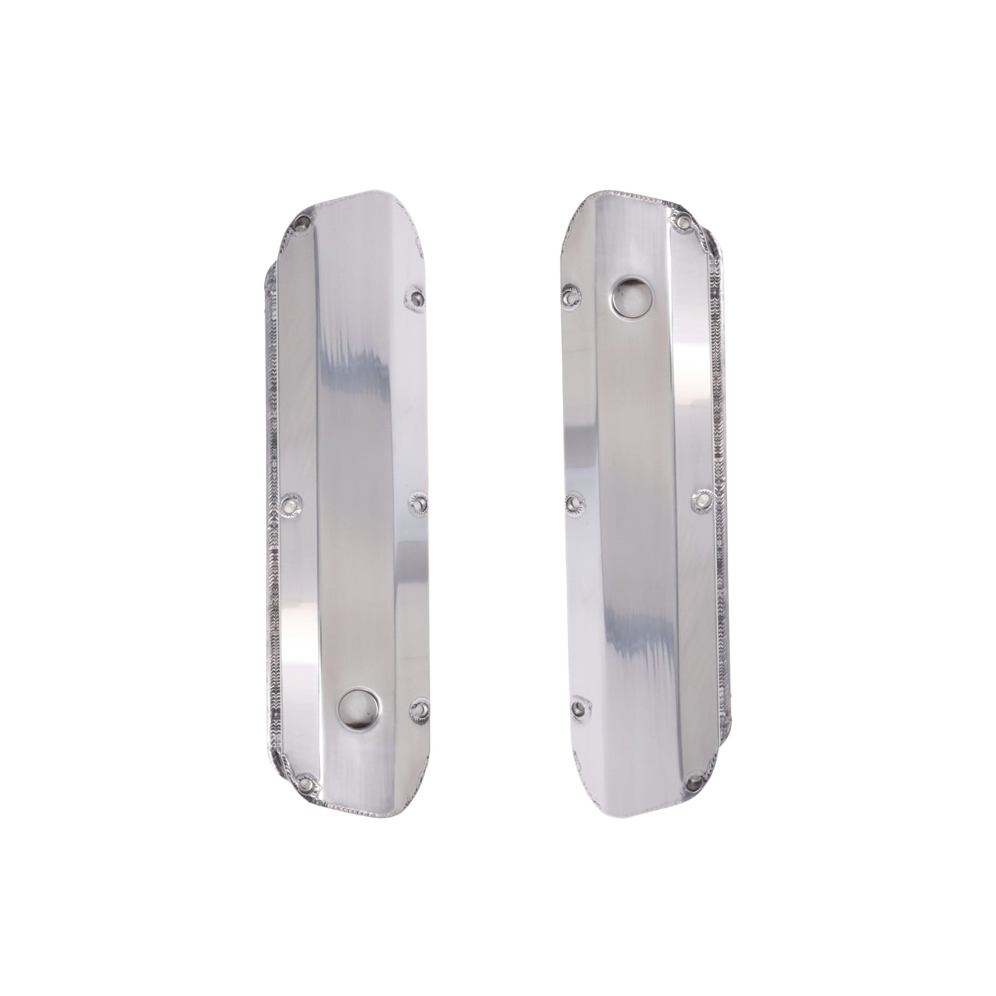 Ford Small Block Long Bolt Fabricated Aluminum Valve Covers with Breather Holes - Polished
