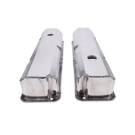 Ford FE Big Block Short Bolt Fabricated Aluminum Valve Covers with Breather Holes - Polished
