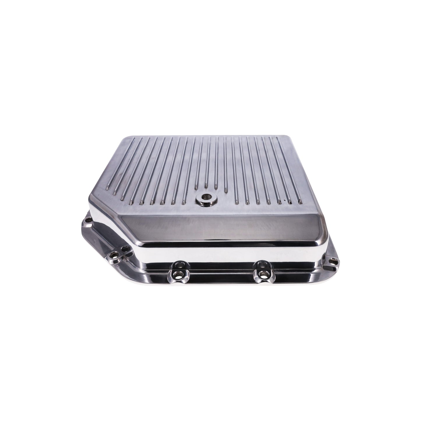 GM TH350 Finned Aluminum Transmission Pan, Stock Depth, Polished