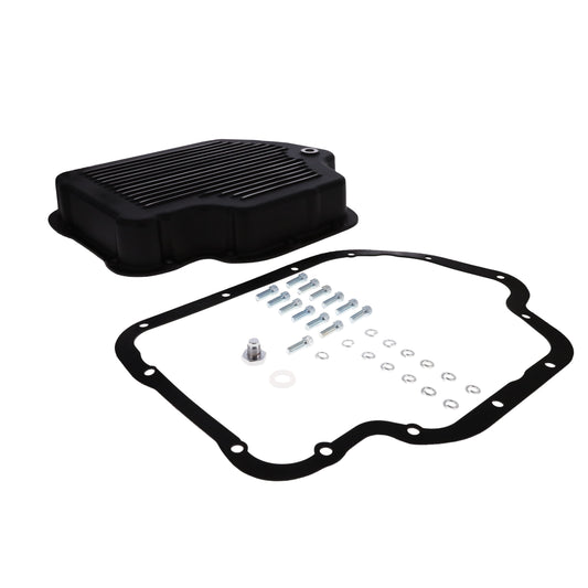 GM TH400 Finned Aluminum Transmission Pan, Stock Depth, Black