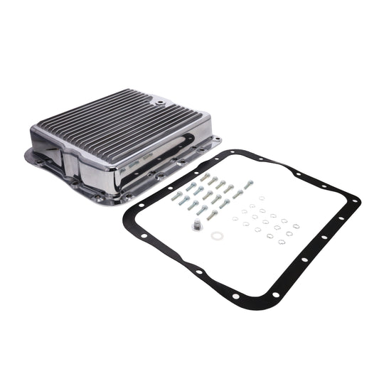 GM 700R4, 4L60, 4L60E, Finned Aluminum Transmission Pan, Stock Depth, Polished