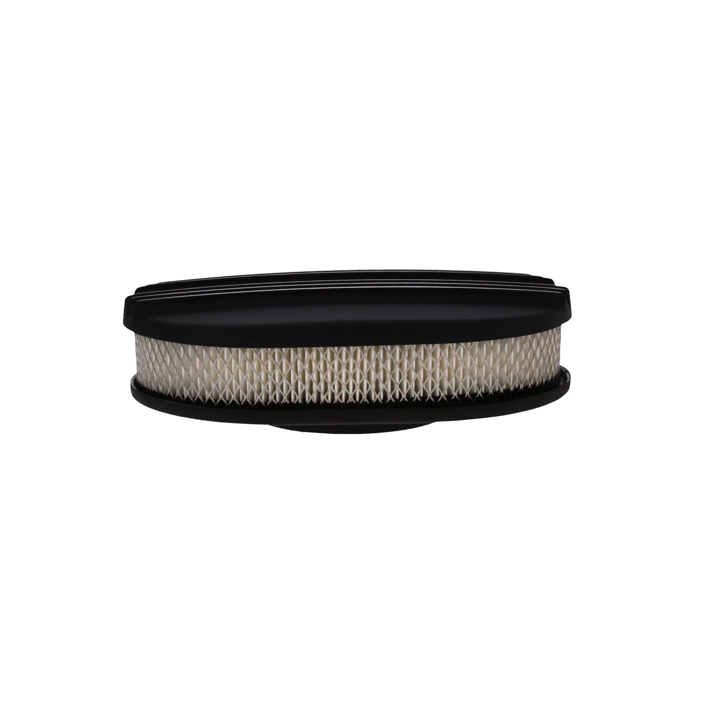 12" X 2" Center Finned Oval Aluminum Air Cleaner Kit, Paper Filter, Black