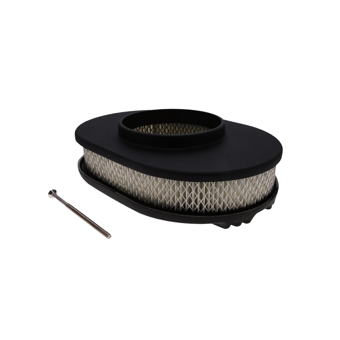 12" X 2" Center Finned Oval Aluminum Air Cleaner Kit, Paper Filter, Black
