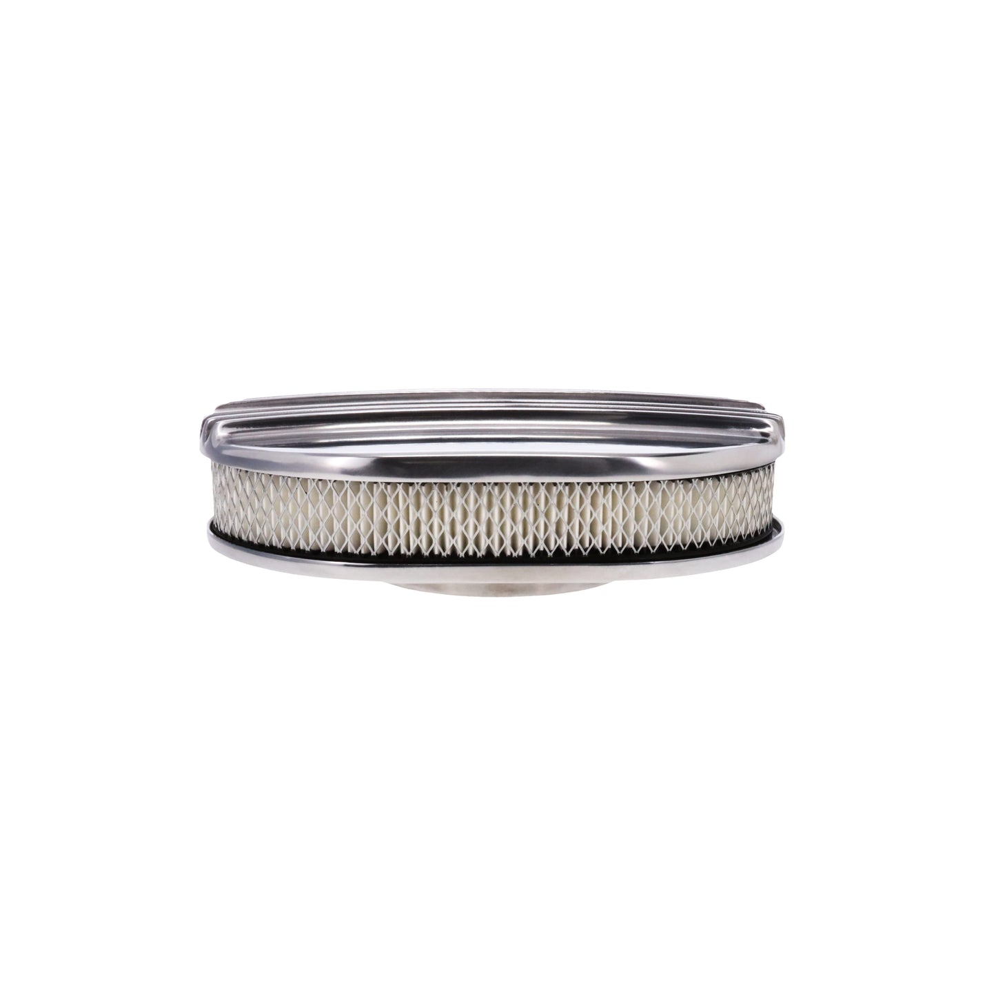 12" X 2" Center Finned Oval Aluminum Air Cleaner Kit, Paper Filter, Polished