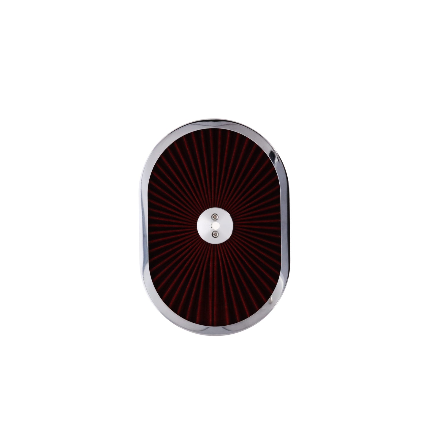 12" X 2" Round Steel Air Cleaner Kit, Red Washable Filter, Flat Base, Chrome