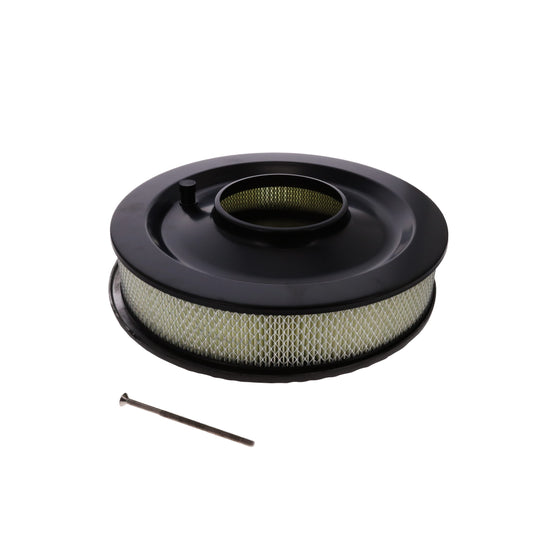 14" X 3" Full Finned Round Aluminum Air Cleaner Kit, Paper Filter, Flat Base, Black